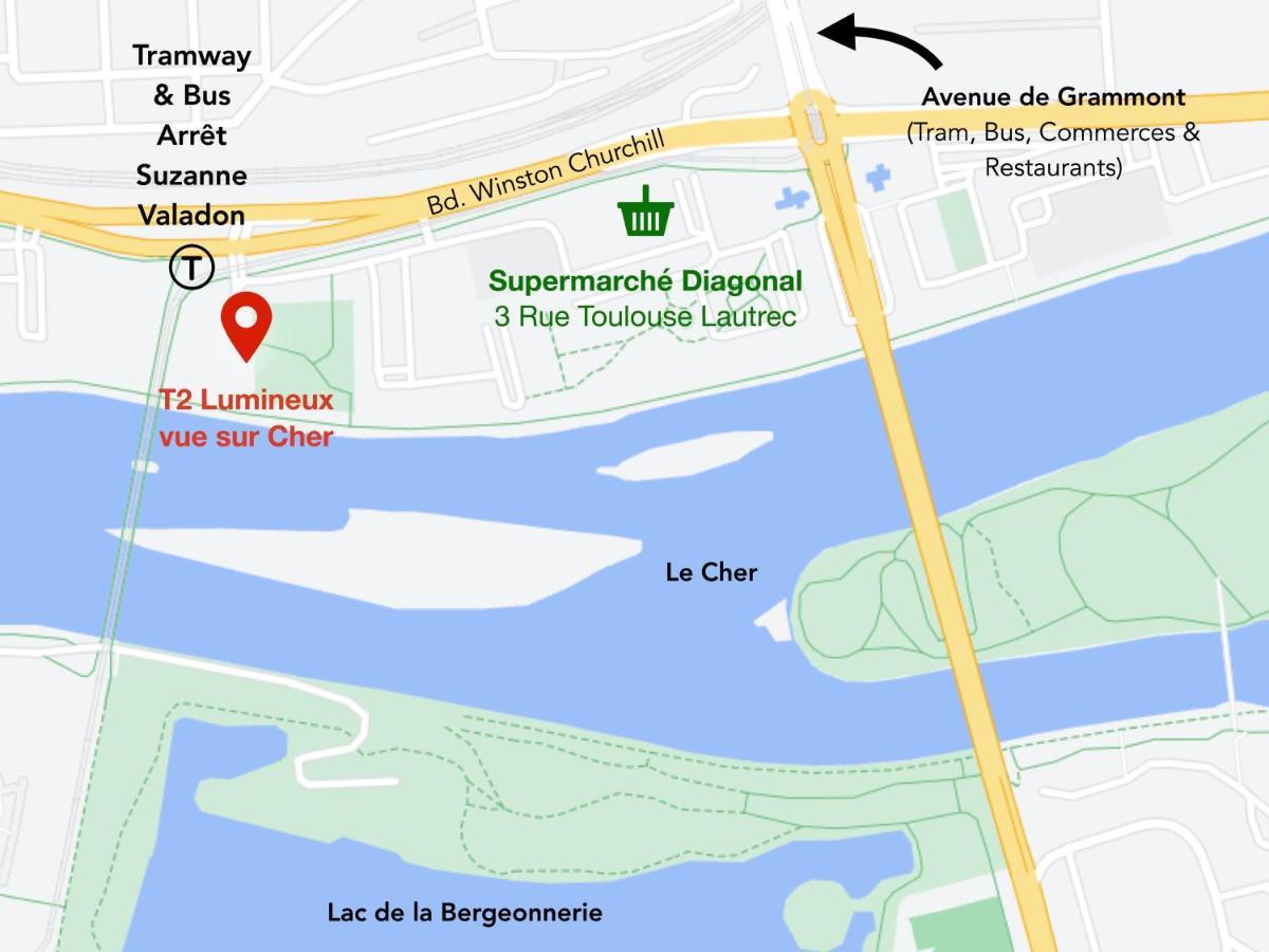 T2 Lumineux Vue Sur Cher, 8Mn Gare & Centre Тур Екстериор снимка